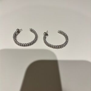 Diamond cut white gold Hoop Earrings - Italian 1”